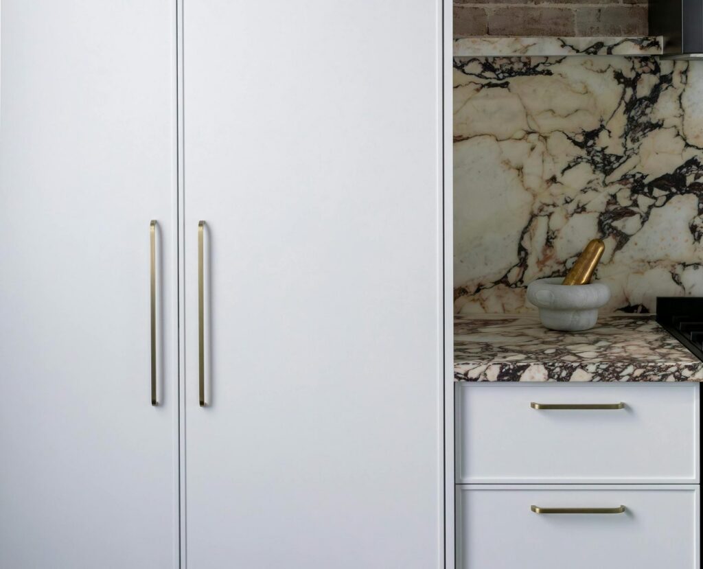 Lo & Co Appliance pull in Antique Brass — Kitchen