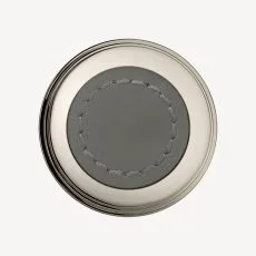 Split Polished Nickel & Light Grey Leather