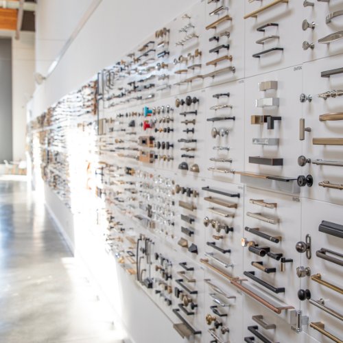 The wall of cabinet hardware