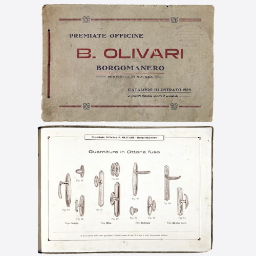 Olivari illustrated catalogue of cast brass door sets, 1929